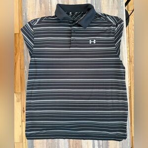 Under Armour Men's black/grey Striped Polo Shirt